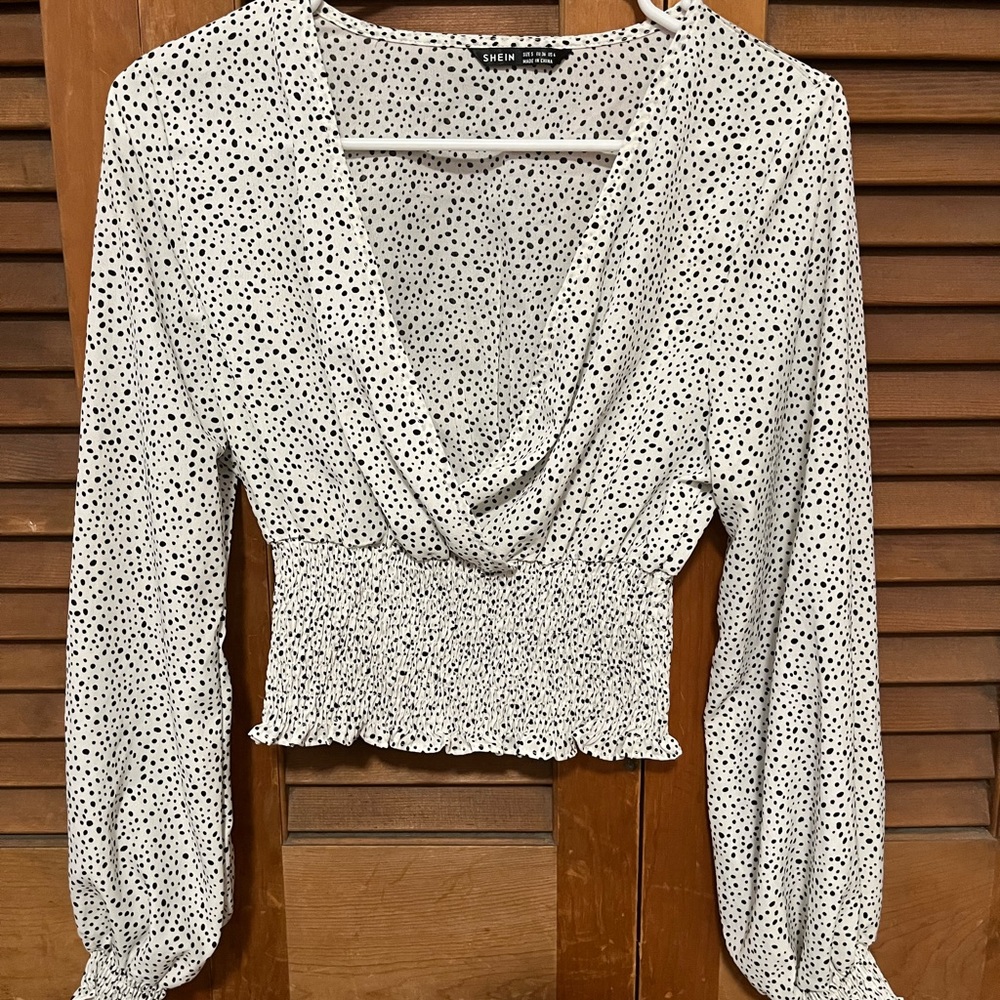 Size small, SHEIN white and black blouse top